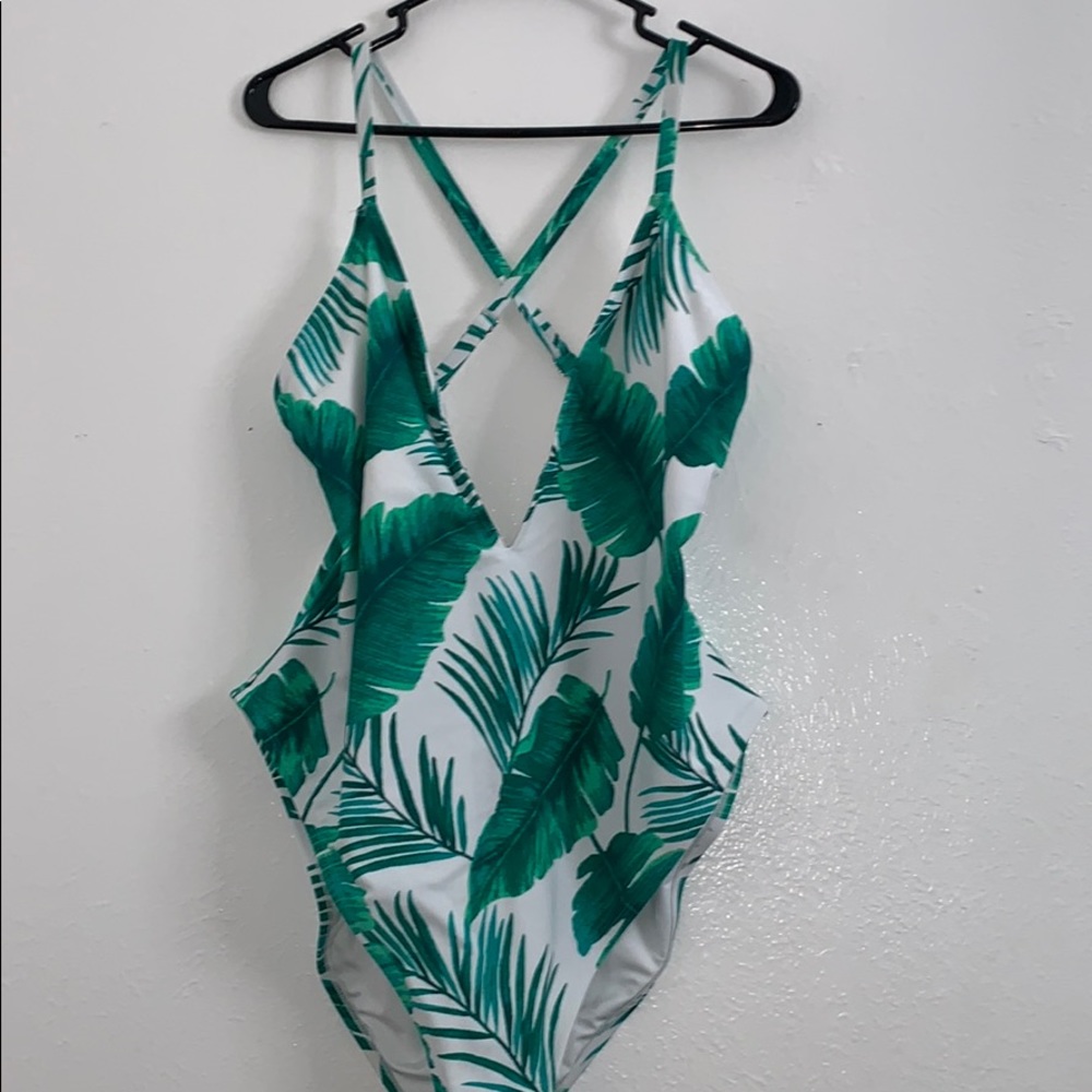 One piece tropical print swim suit